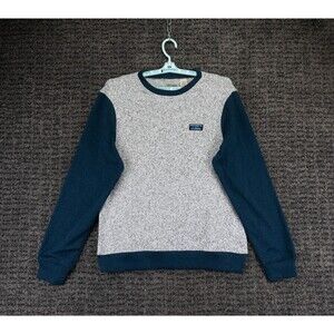 LL Bean Sweater Mens Medium Blue Gray Raglan Sleeve Pullover Crew Neck Outdoor